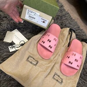 Gucci Pink Slide Sandals